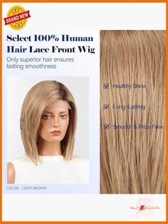 Human Hair Bob Wig 10 inch HD Lace Front Side Part Natural Style 130% Density main image 4